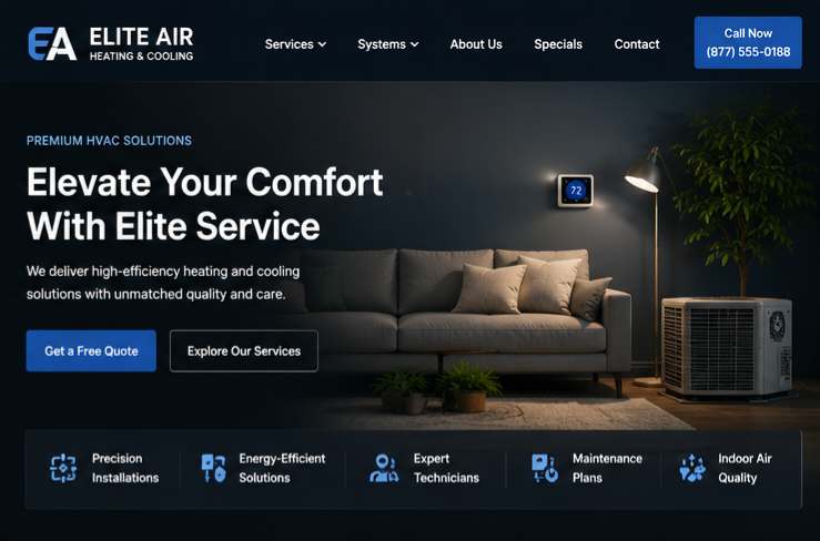 Elite Air website by Cornerstone Digital