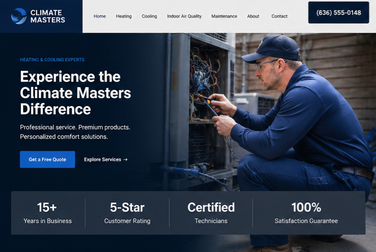 Climate Masters website by Cornerstone Digital