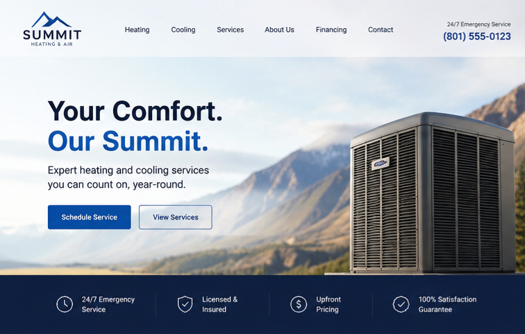 Summit Heating & Air website by Cornerstone Digital