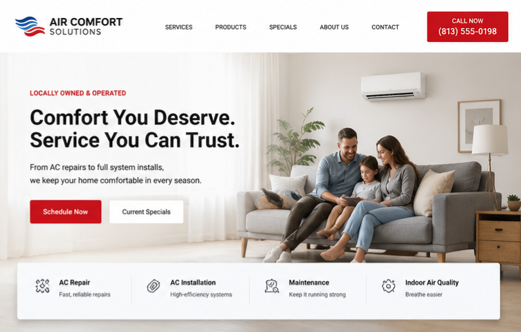 Air Comfort Solutions website by Cornerstone Digital